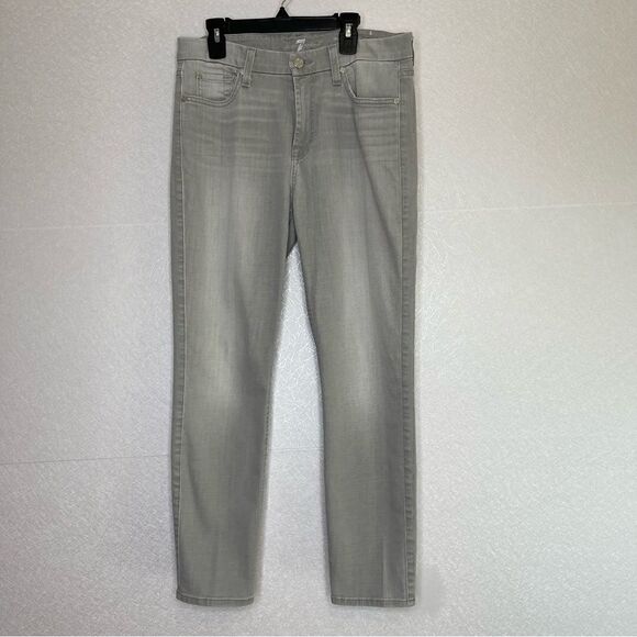 7 For All Mankind Midrise Cropped Skinny Jeans Gray 28 - Picture 2 of 8